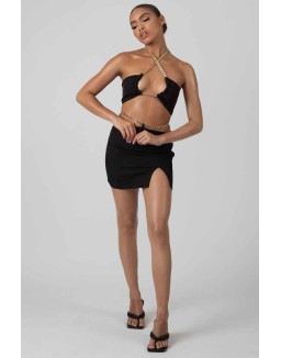 Chain Waist Mini Skirt Black