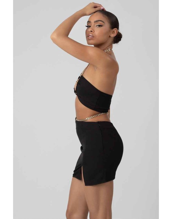 Chain Waist Mini Skirt Black