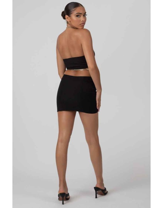 Chain Waist Mini Skirt Black