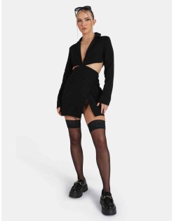Cut Out Chain Waist Blazer Dress Black