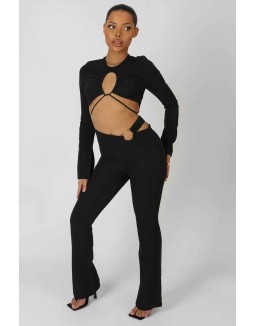 Bullring Detail Flare Trousers Black