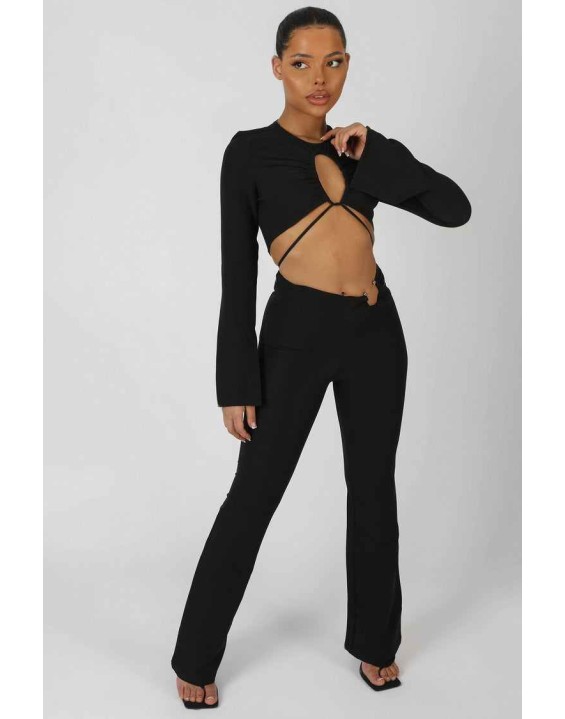 Bullring Detail Flare Trousers Black