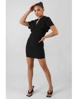 Cropped Layer Blazer Mini Dress Black