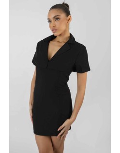 Cropped Layer Blazer Mini Dress Black