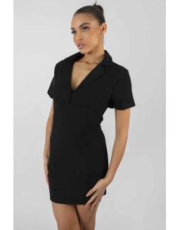 Cropped Layer Blazer Mini Dress Black