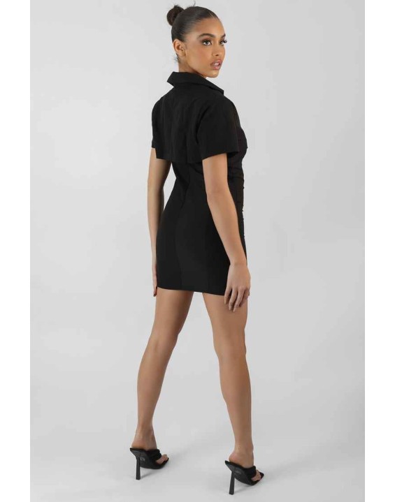 Cropped Layer Blazer Mini Dress Black
