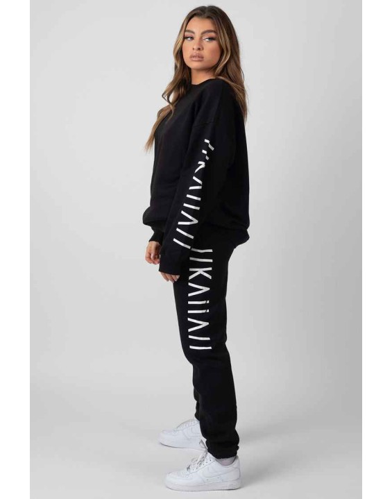 Oversized Kaiia Branded Slogan Joggers Black