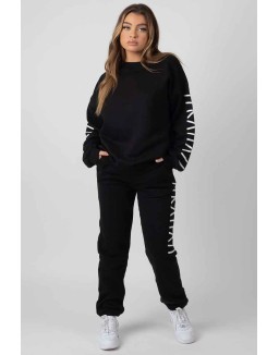 Oversized Kaiia Branded Slogan Joggers Black