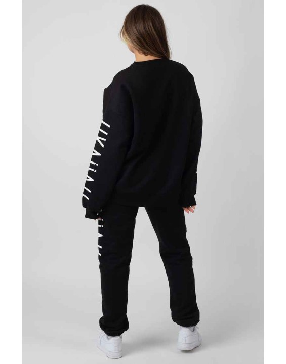 Oversized Kaiia Branded Slogan Joggers Black