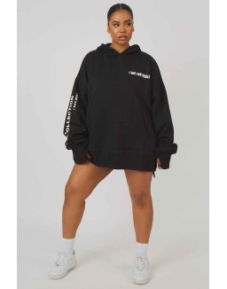 Curve Oversized Text Hoody Black