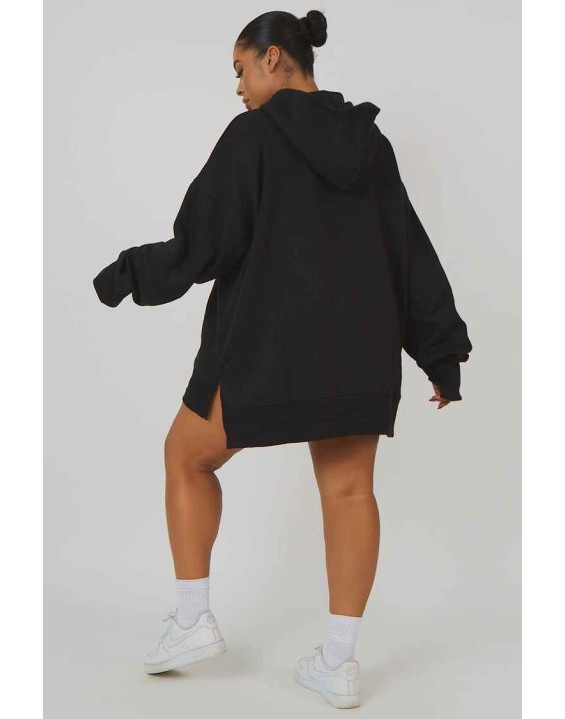 Curve Oversized Text Hoody Black