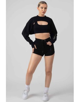 Layered Cropped T-Shirt Black