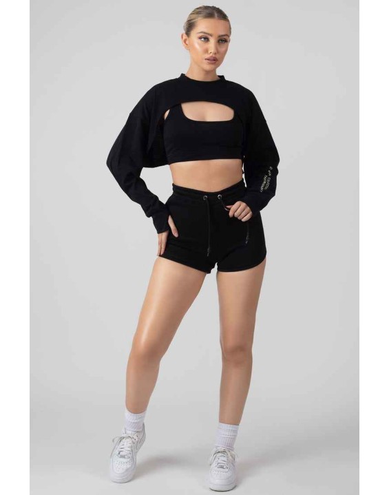 Layered Cropped T-Shirt Black