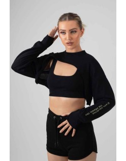 Layered Cropped T-Shirt Black