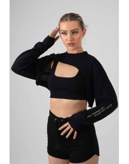 Layered Cropped T-Shirt Black