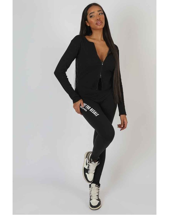 Slogan Legging Black