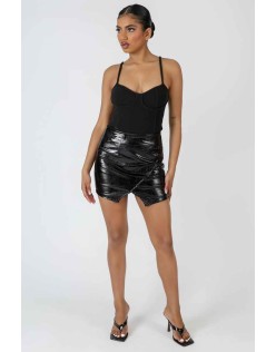 Jersey Strappy Corset Bodysuit Black