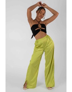 Slinky Loop Ruching Crop Top Black