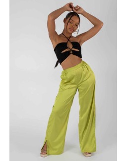 Slinky Loop Ruching Crop Top Black