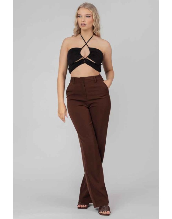 Slinky Loop Ruching Crop Top Black