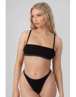 Kaiia Elastic Rib Thong Black