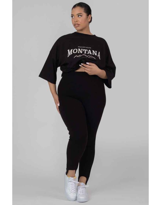 Curve Rib Stirrup Legging Black