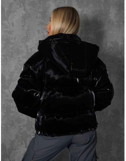 High Shine Holographic Oversized Puffer Black