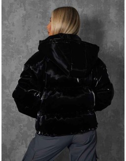 High Shine Holographic Oversized Puffer Black