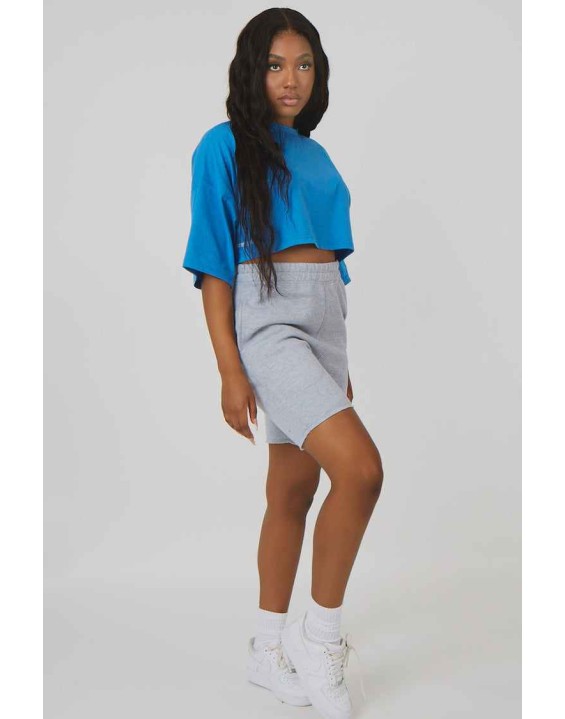 Oversized Boxy Cropped Patch T-Shirt Blue