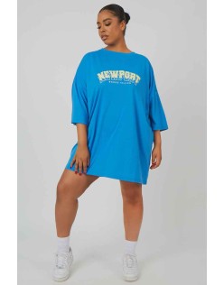 Curve Newport Graphic T-Shirt Dress Blue