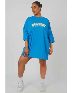 Curve Newport Graphic T-Shirt Dress Blue