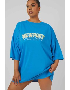Curve Newport Graphic T-Shirt Dress Blue