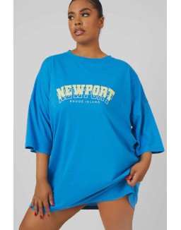 Curve Newport Graphic T-Shirt Dress Blue