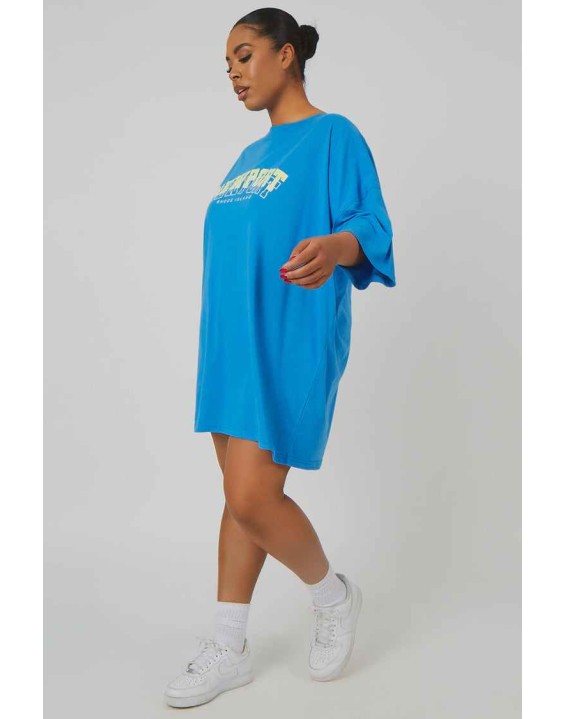 Curve Newport Graphic T-Shirt Dress Blue