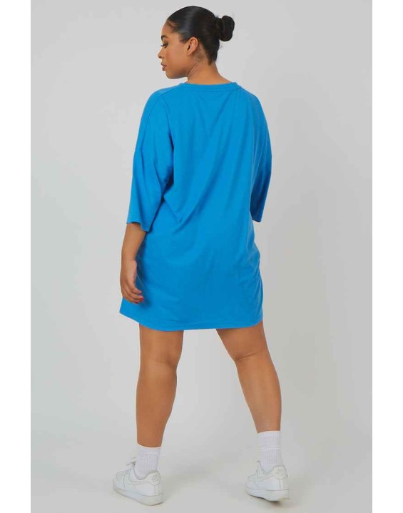 Curve Newport Graphic T-Shirt Dress Blue