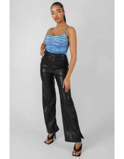 Space Dye Print Mesh Square Neck Bodysuit Blue