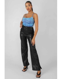 Space Dye Print Mesh Square Neck Bodysuit Blue