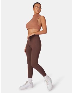 Kaiia Premium Rib Seamless Leggings Chocolate