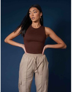 Racer Back Bodysuit Coffee