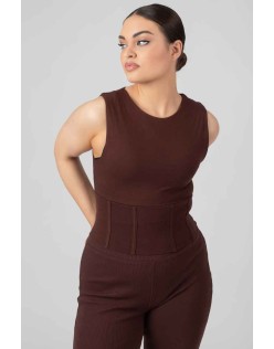 Corset Detail Top Chocolate