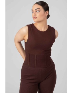 Corset Detail Top Chocolate