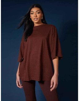 Exposed Seam Oversized T Shirt Coffee