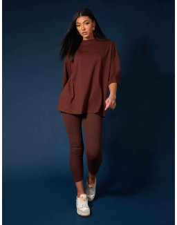 Exposed Seam Oversized T Shirt Coffee