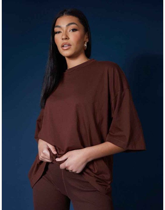 Exposed Seam Oversized T Shirt Coffee