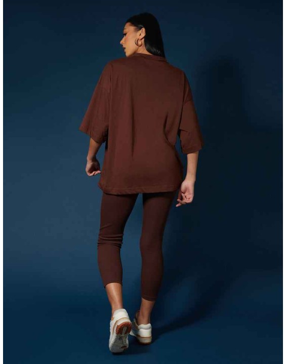 Exposed Seam Oversized T Shirt Coffee