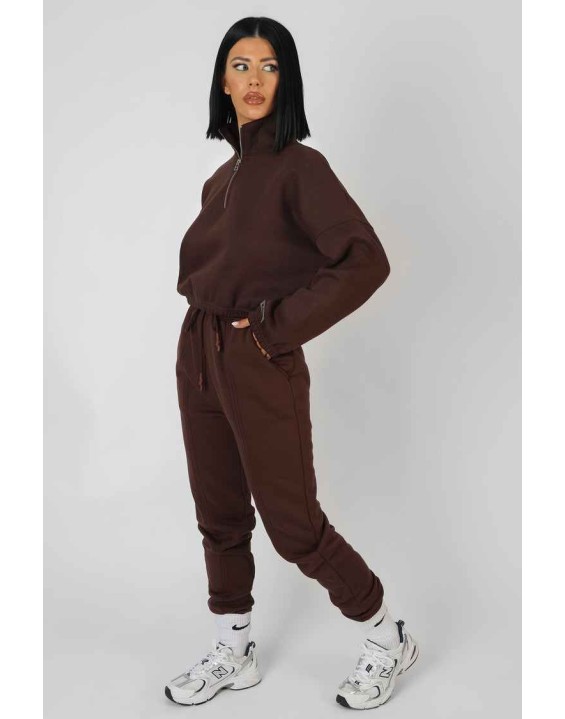 Oversized Fit Seam Front 90S Joggers Chocolate