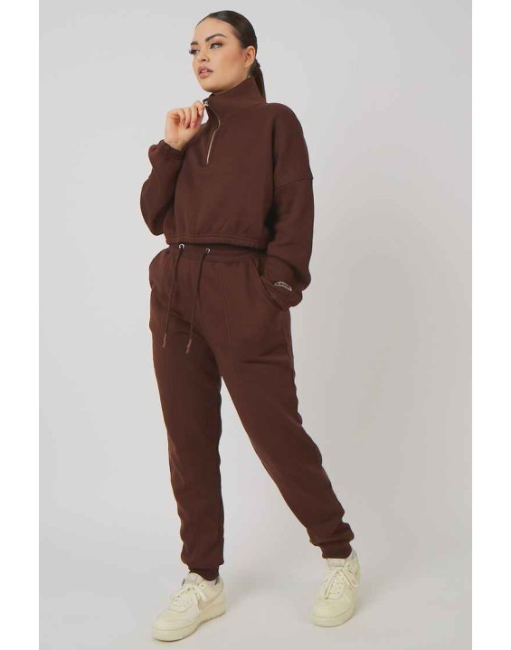 Oversized Fit Seam Front 90S Joggers Chocolate