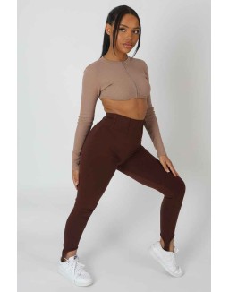 Scoop Stirrup Corset Legging Chocolate