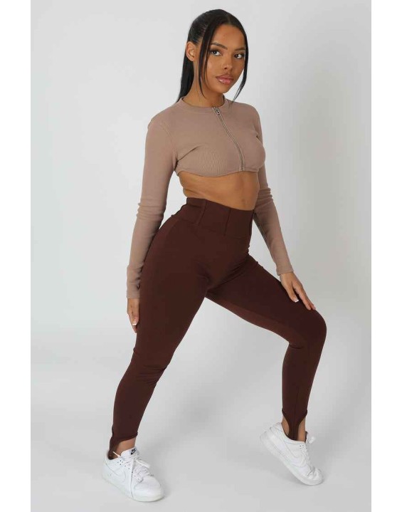 Scoop Stirrup Corset Legging Chocolate