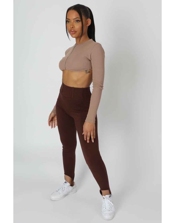 Scoop Stirrup Corset Legging Chocolate